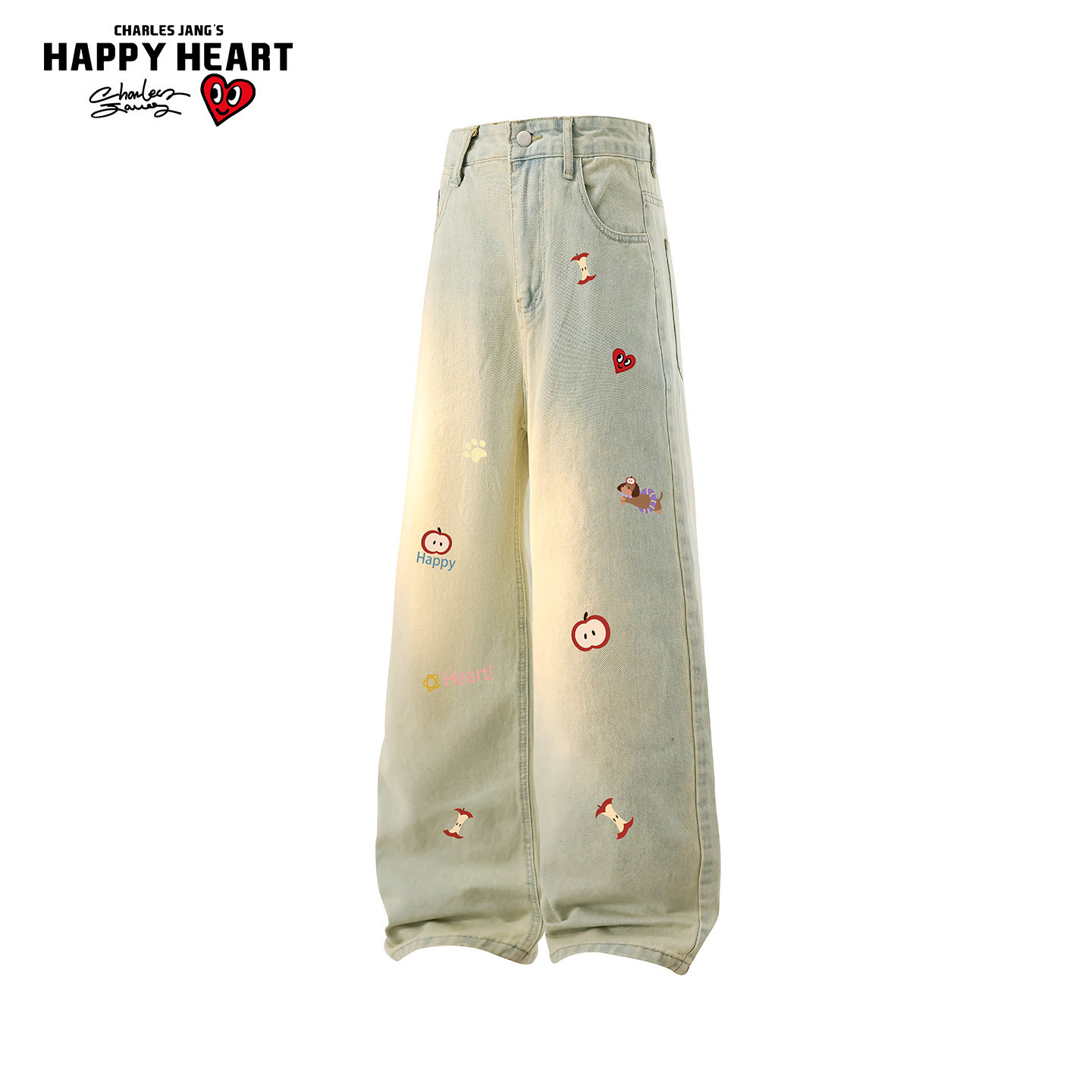 查尔斯桃心美式高街牛仔裤男女秋冬季加绒加厚宽松直筒阔腿长裤子,男装,牛仔裤,淘宝优惠券,粉丝福利购,淘宝优惠卷