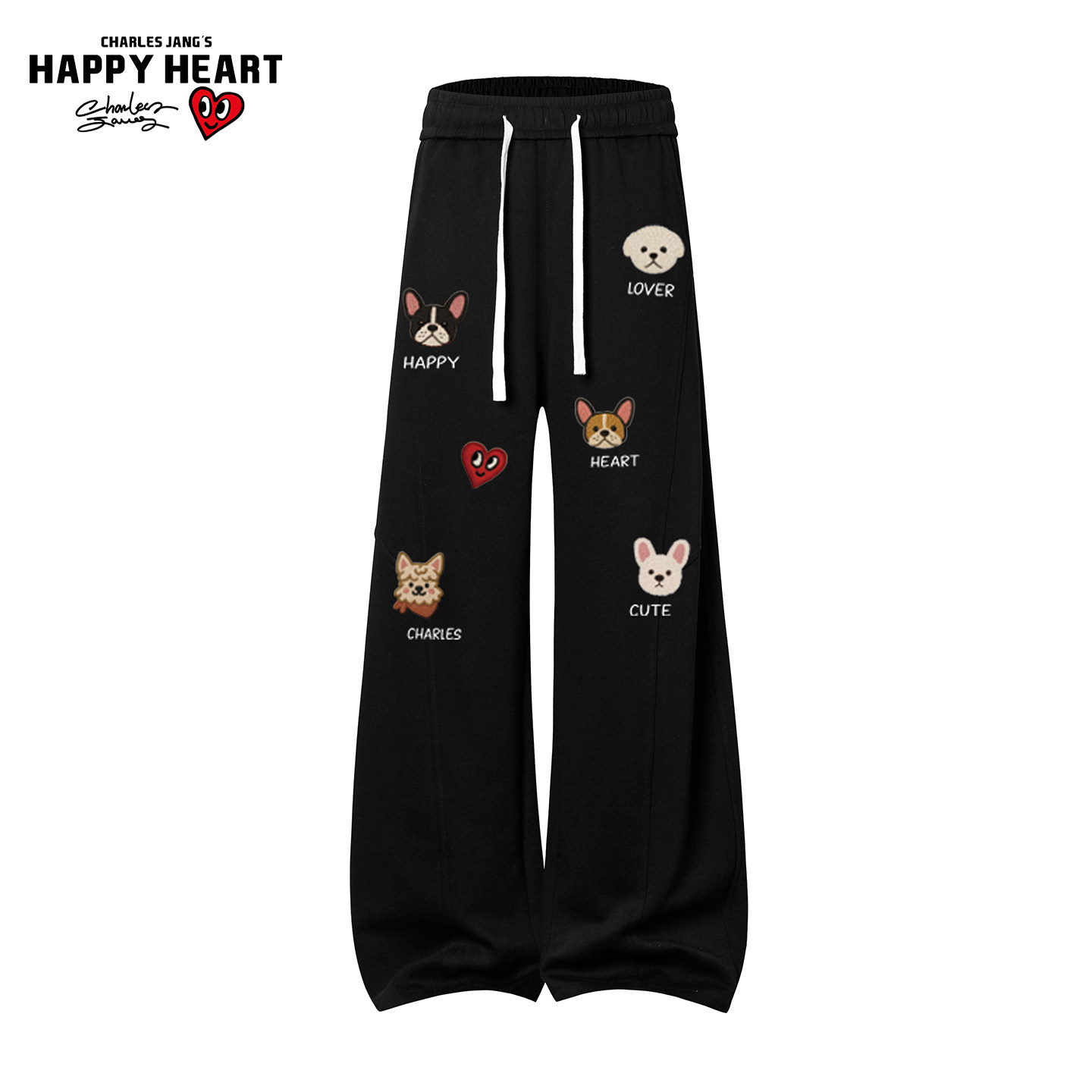 查尔斯桃心华棉弯刀卫裤春秋宽松直筒休闲裤复古高级感裤子男款潮