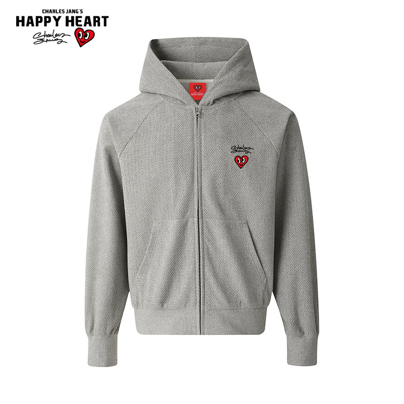 查尔斯桃心高级感重磅短款连帽开衫卫衣男春秋季宽松休闲潮流外套