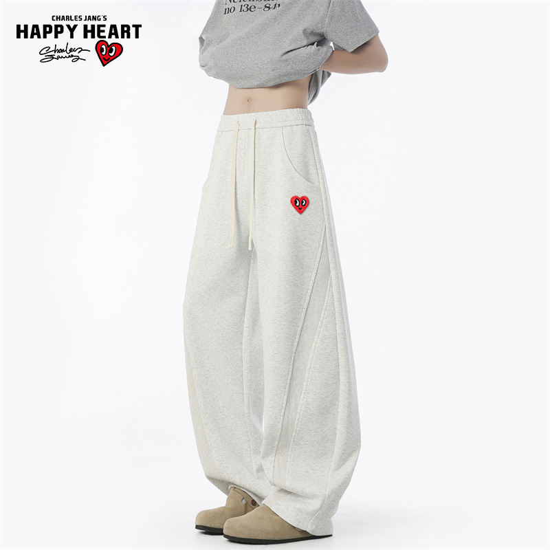 查尔斯桃心结构直筒休闲长裤男