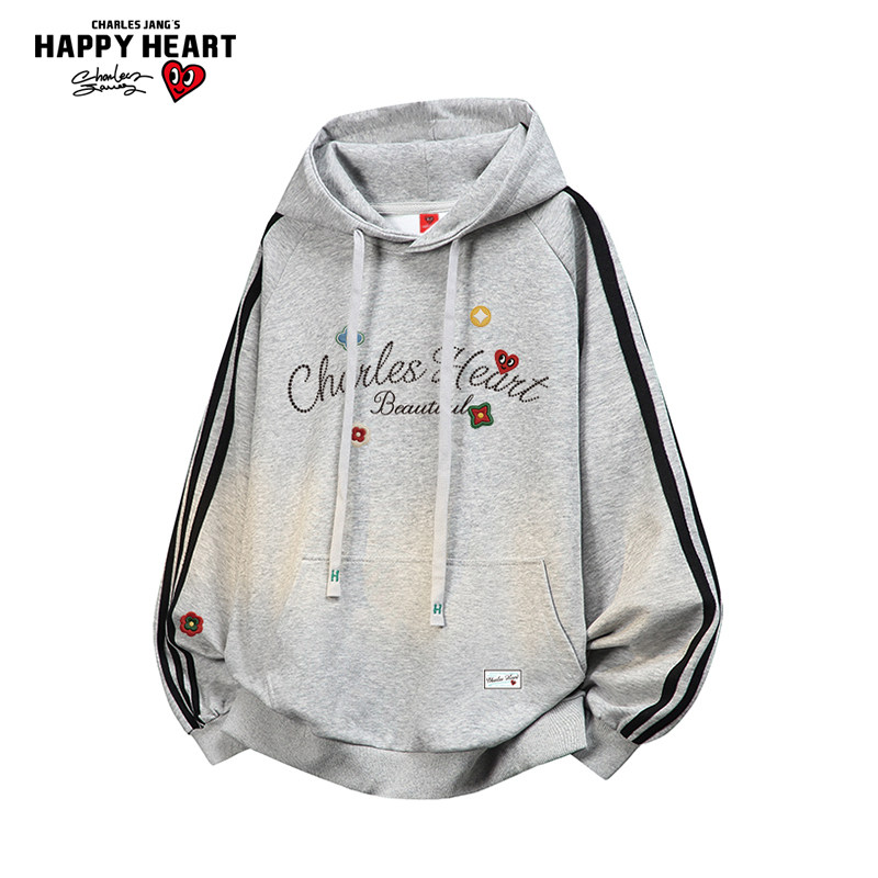 查尔斯桃心字母花卉印花连帽卫衣男女春秋季新款休闲运动潮牌外套,男装,卫衣,淘宝优惠券,粉丝福利购,淘宝优惠卷