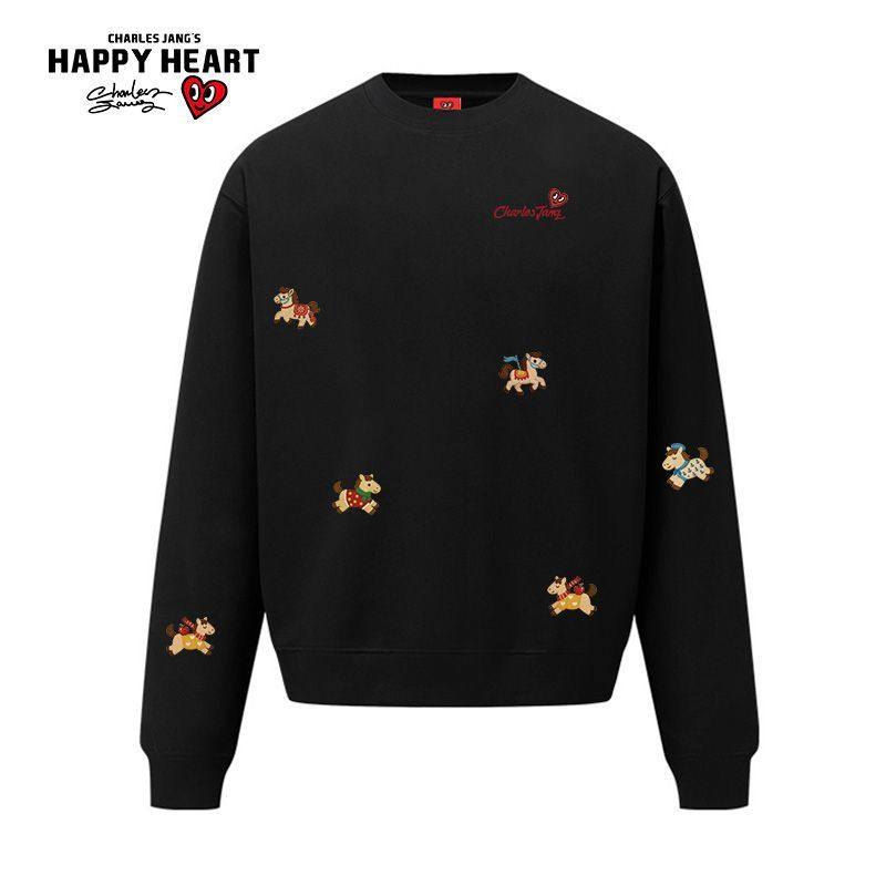 查尔斯桃心马年限定印花春季新款情侣休闲百搭套头圆领长袖卫衣男,男装,卫衣,淘宝优惠券,粉丝福利购,淘宝优惠卷