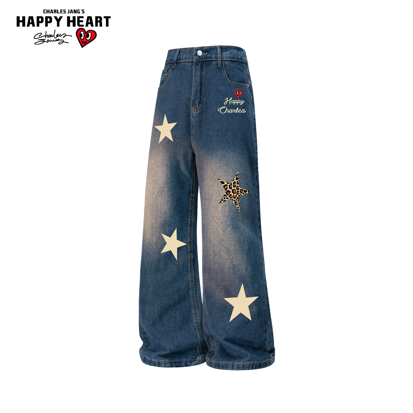 查尔斯桃心牛仔裤男美式做旧宽松复古时尚涂鸦水洗直筒休闲长裤子,男装,牛仔裤,淘宝优惠券,粉丝福利购,淘宝优惠卷