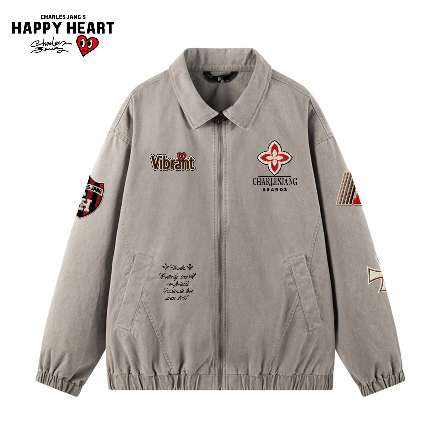 查尔斯桃心美式纯棉水洗美拉德夹克男春秋季新款情侣翻领潮牌外套,男装,夹克,淘宝优惠券,粉丝福利购,淘宝优惠卷