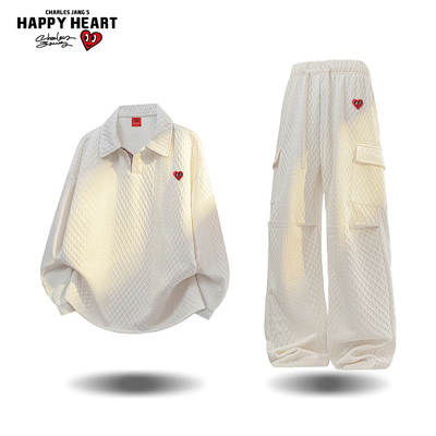 查尔斯桃心翻领提花套装男女款