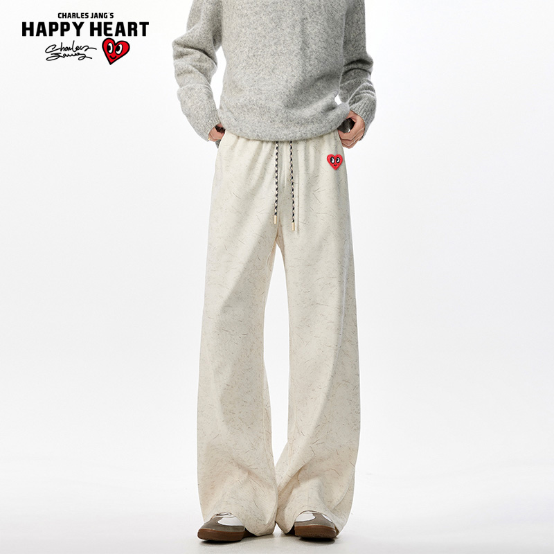 查尔斯桃心弯刀扎染休闲裤长裤子