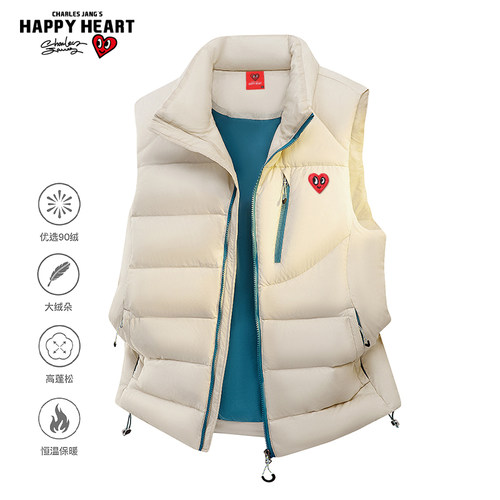 查尔斯桃心90鸭绒羽绒马甲男外套