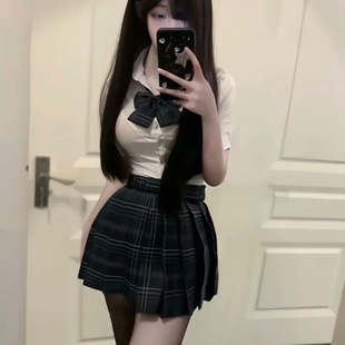 顯格裙套裝 jk裙子夏季 收腰襯衫 制服日系學院風修身 辣妹欲短袖