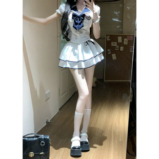 航海日記夏季 辣妹JK制服純欲學(xué)院風(fēng)上衣 半身短裙套裝 女 修身