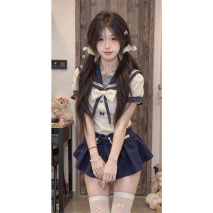2025春日系水手服學院風JK制服甜妹海軍領水手服百褶裙學院風