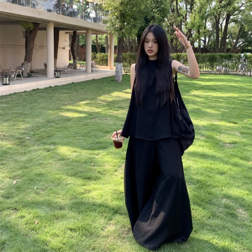 实拍~松弛感穿搭休闲套装女夏慵懒风背心裤子两件套韩版女装新款