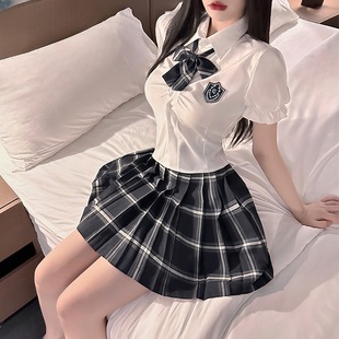 新款 甜美可愛學院風性感百褶裙誘惑學生裝 可外穿JK制服套裝 女裝