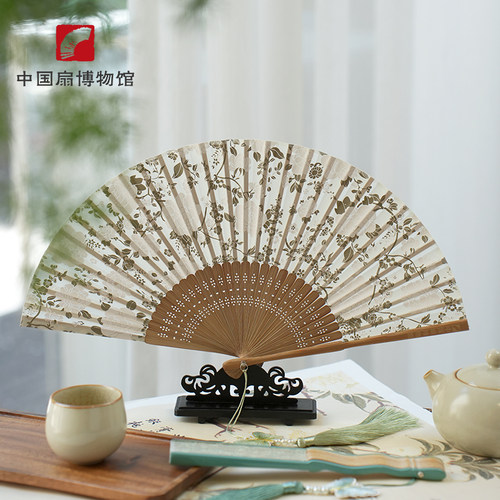 【中国扇博物馆】花信风竹骨折扇折叠扇夏天清凉复古旗袍汉服搭配