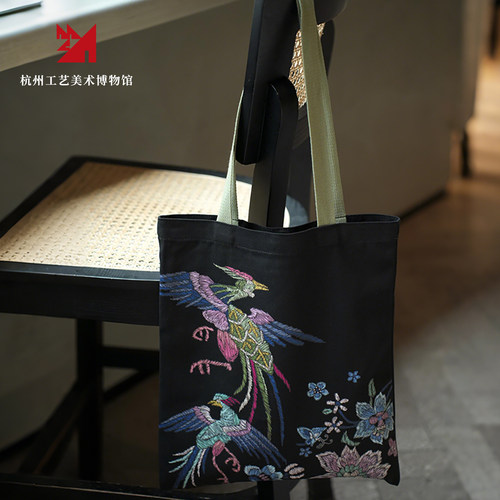 【杭州工艺美术博物馆】锦绣和鸣文创系列仿刺绣帆布包单肩包手提