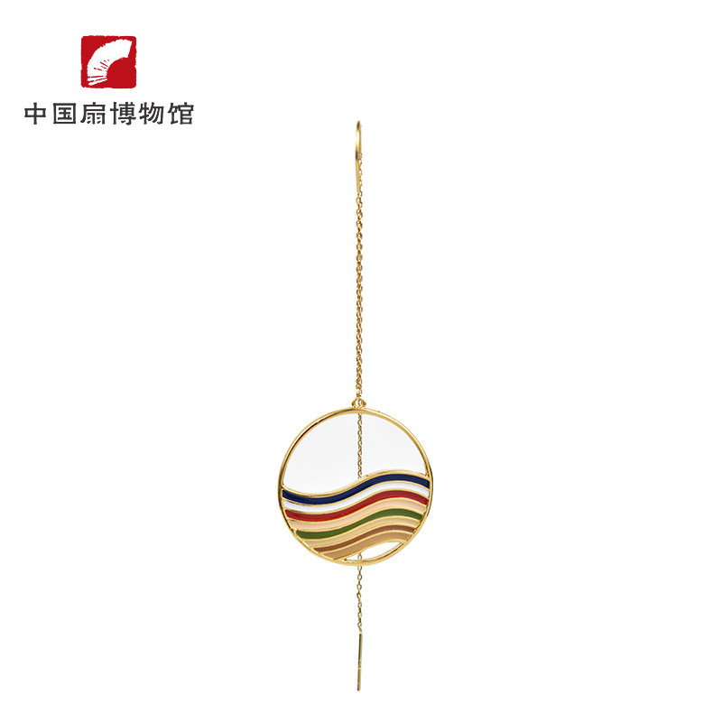 【中国扇博物馆】谜耳环单边耳饰个性耳链条纹复古造型几何线条