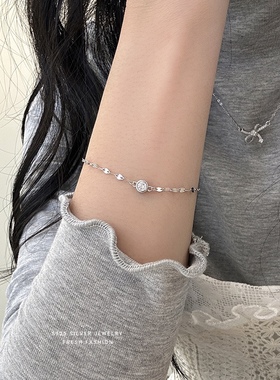 S925纯银锆石手链超闪波光粼粼亮片女轻奢时尚2025年新款生日礼物