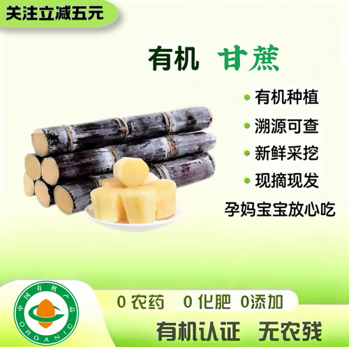 有机认证 有机甘蔗 现拔现发 新鲜当季水果皮薄脆甜多汁自然生长