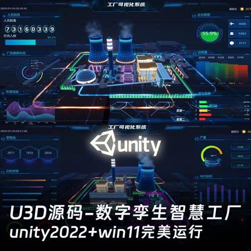 Unity3DWebGL智慧工厂数字孪生沙盘动效可视化完整模型工程源码