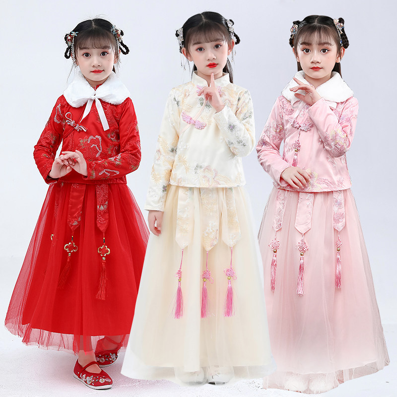汉服女童冬季加厚加绒超仙女新年