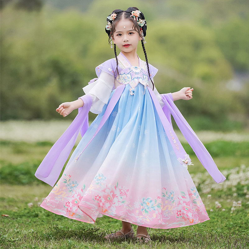 汉服女童夏天公主裙古风裙子唐装连衣裙夏新款儿童古装超仙女薄款图片