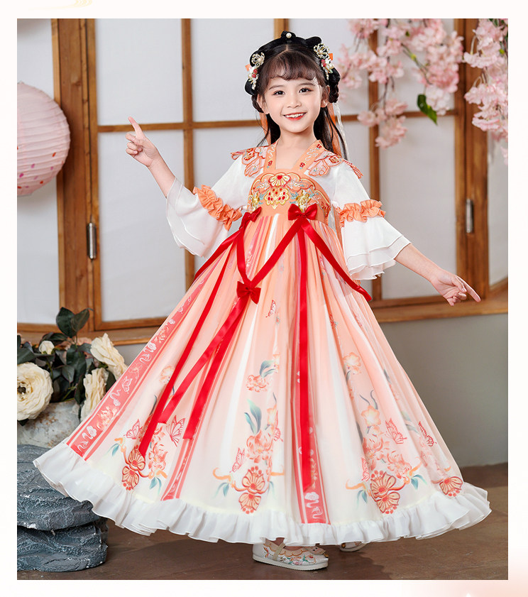 女童汉服公主裙连衣裙子儿童装洋气长裙2024新款春秋款春装小女孩
