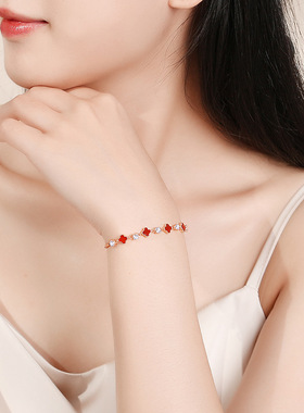 纯银手链女款2025新款高级精致好看银饰品四叶草手链女