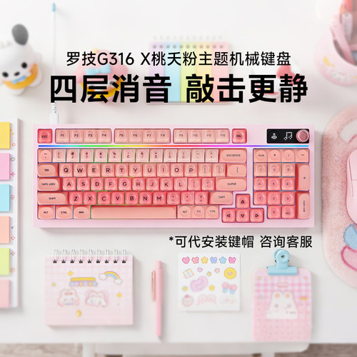 罗技G316 X机械键盘RGB客制化游戏键盘有线电竞游戏办公