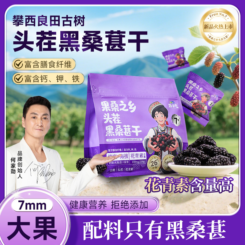 劲家庄黑桑葚干攀枝花泡水泡酒大颗粒果干高纤维免洗即食桑椹干