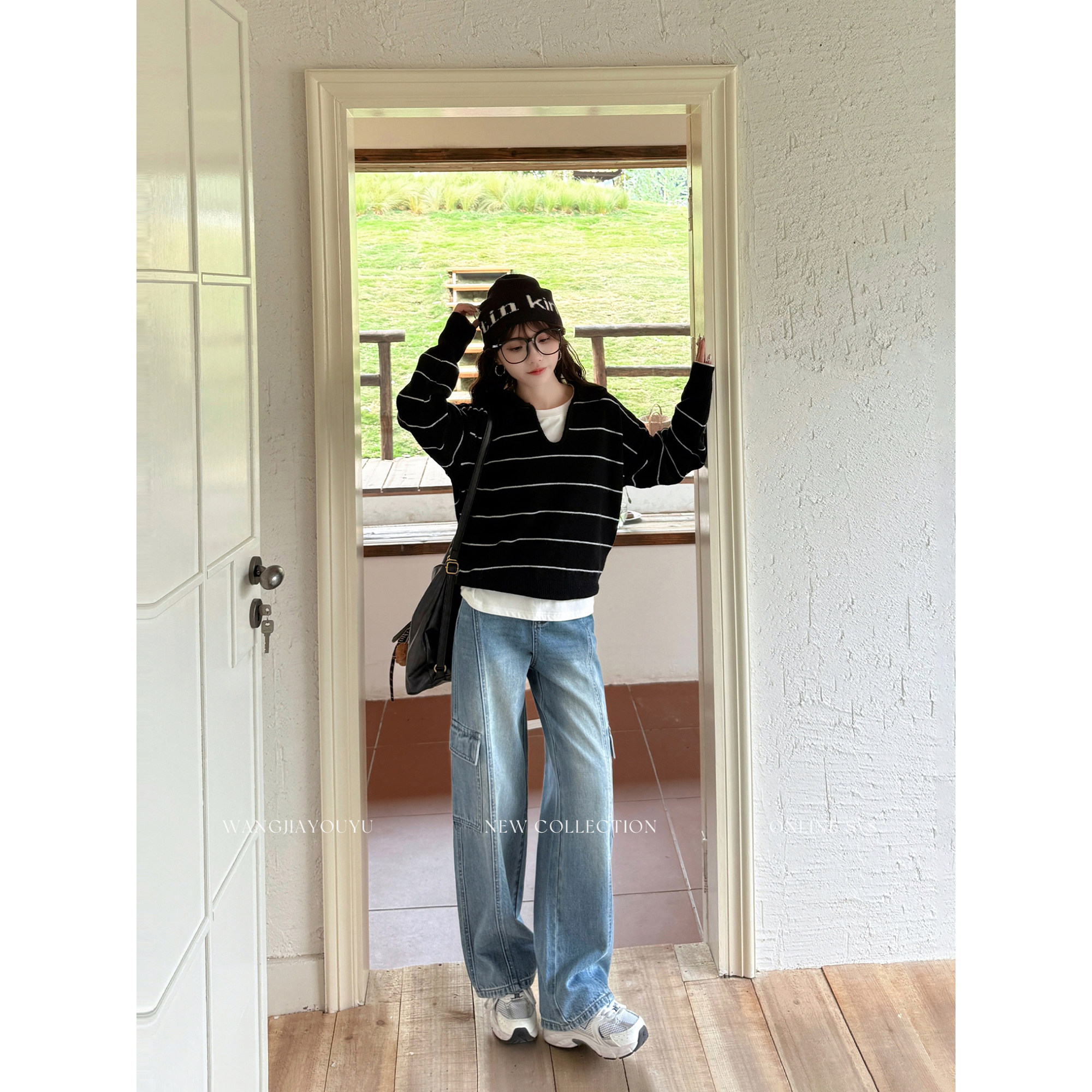 王家有鱼【小个子定制】复古工装裤女装2026春季新款弯刀牛仔裤子