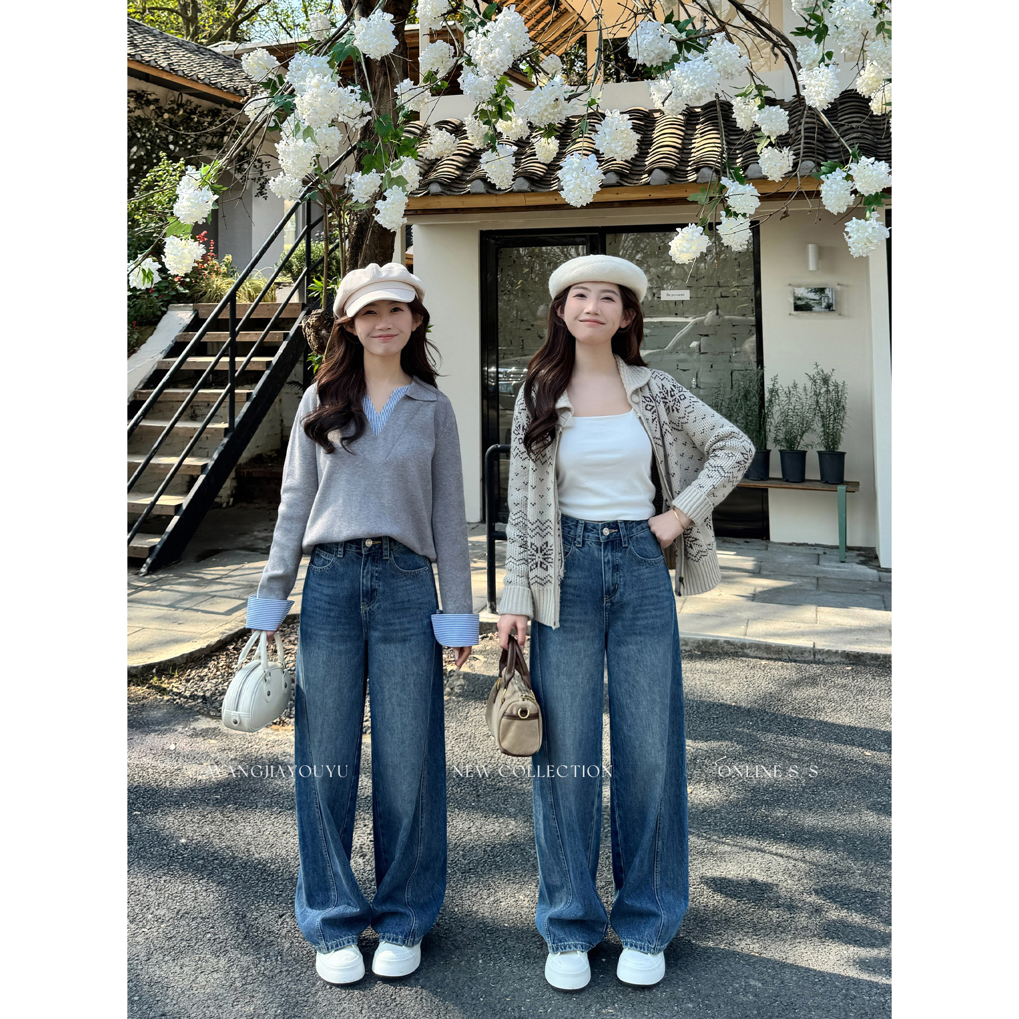 王家有鱼【大姚小姚】小个子弯刀阔腿裤女2026春季牛仔裤爆款裤子