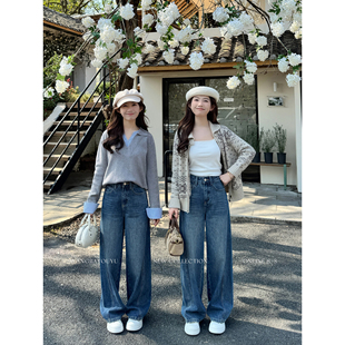 王家有鱼【大姚小姚】小个子弯刀阔腿裤女2026春季牛仔裤爆款裤子