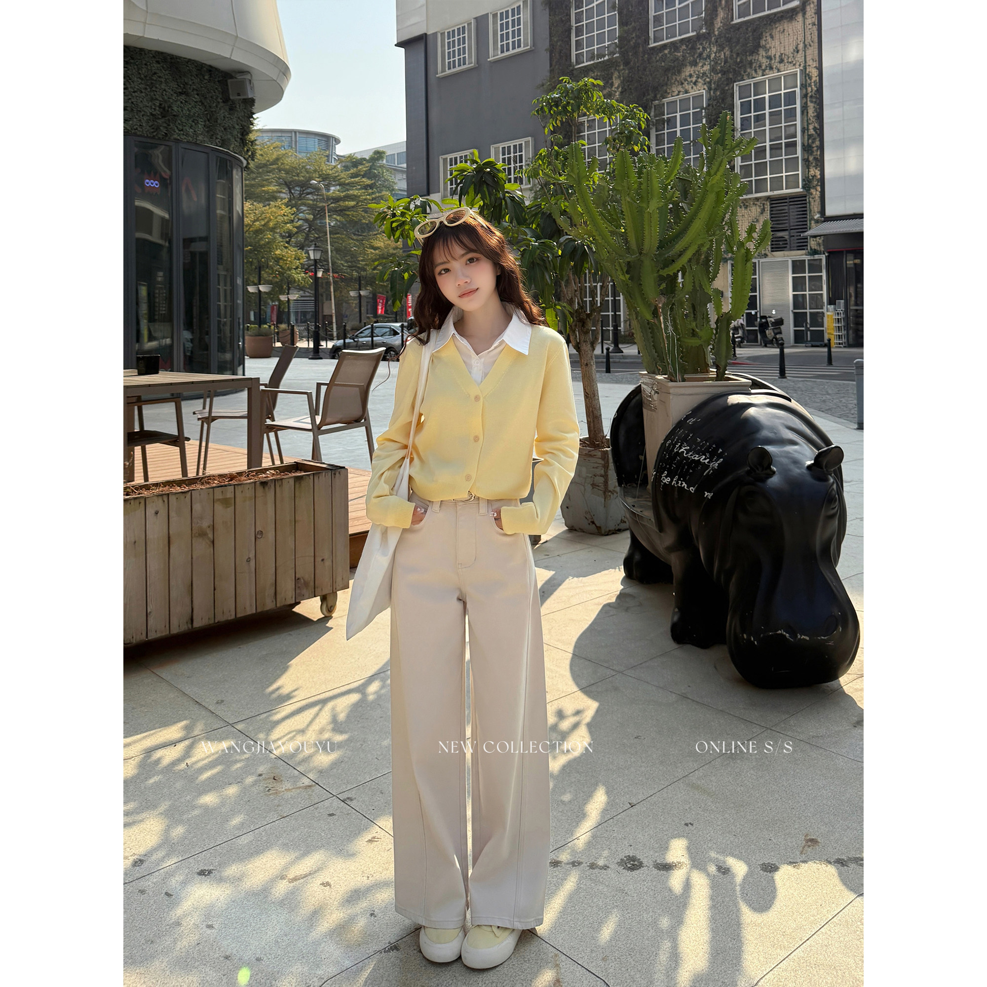 王家有鱼【小个子定制】早春米杏直筒阔腿裤2026新款牛仔裤子女款,女装/女士精品,牛仔裤,淘宝优惠券,粉丝福利购,淘宝优惠卷