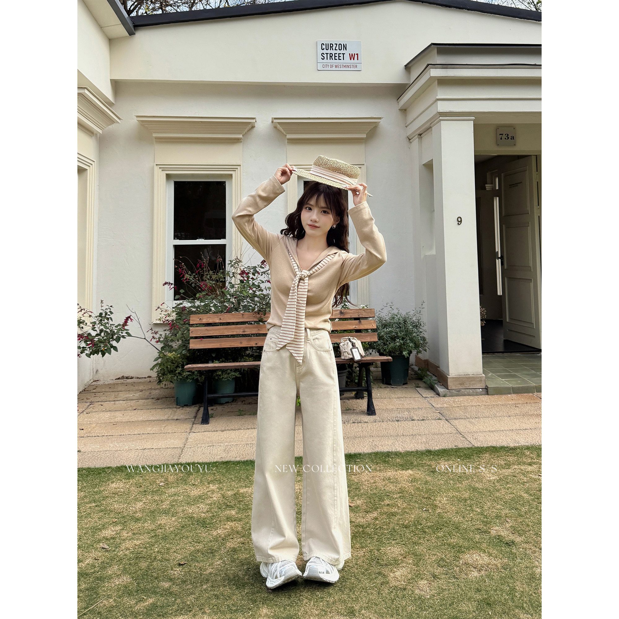 王家有鱼【小个子定制】2026春季新款卡其阔腿裤显瘦百搭牛仔裤女