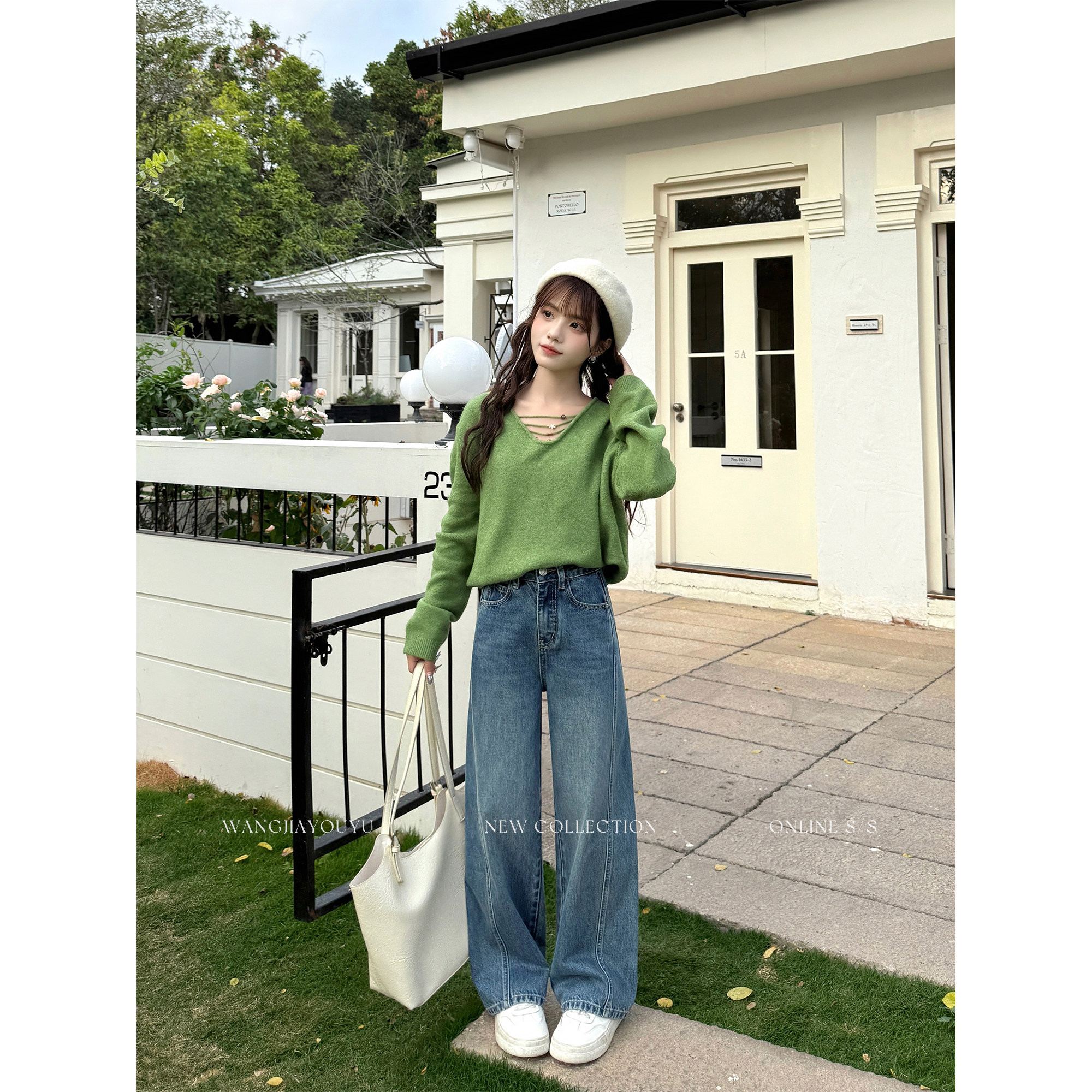 王家有鱼【小个子定制】复古弯刀阔腿裤2026春季裤子新款牛仔裤女