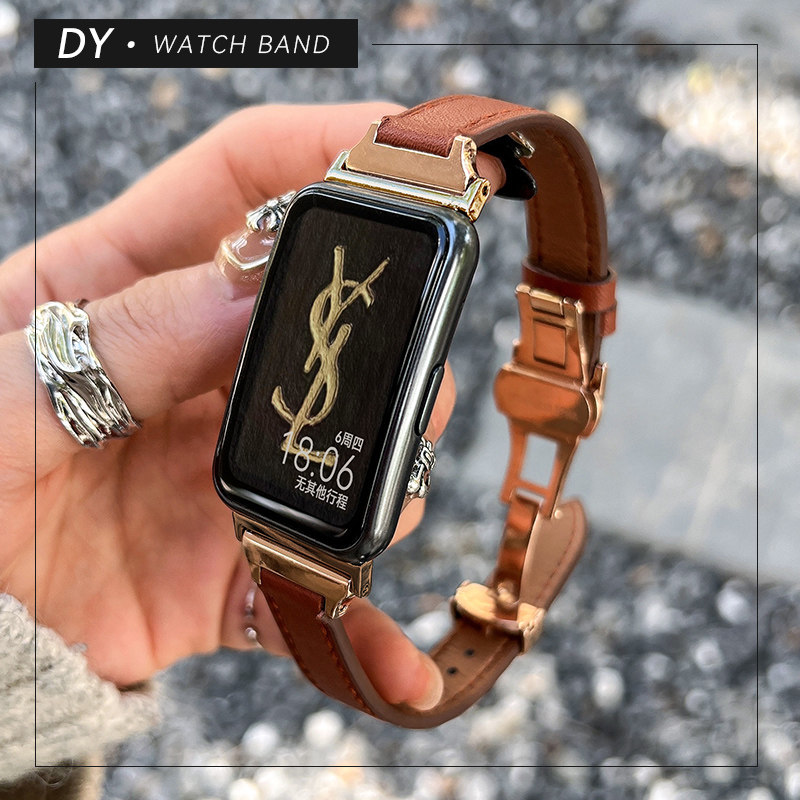 度渔适用华为手表fit2/1表带新款金属蝴蝶扣真皮watchfit手环活力款替换表带watchfitnew手表带时尚雅致女士怎么样,好用不?