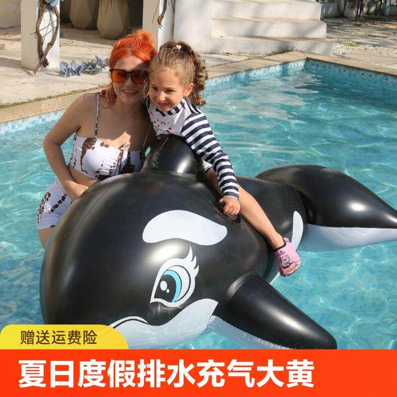 水上乐园充气海豚坐骑成人冲气鲸鱼浮排大人冲浪大鲨鱼游泳圈玩具