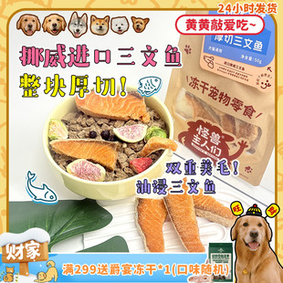 怪兽主人们厚切油浸三文鱼冻干酥脆美毛宠物猫狗零食奖励 旺财