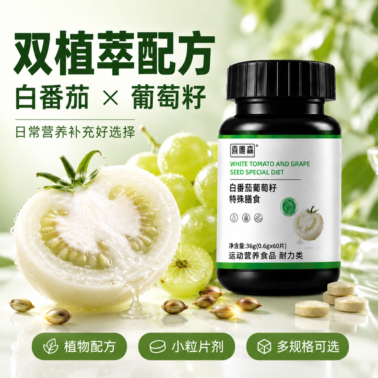 白番茄葡萄籽美白胶囊内服美白