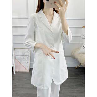 小个子美容院工作服女皮肤管理高端白大褂分体套装美容师薄款中袖