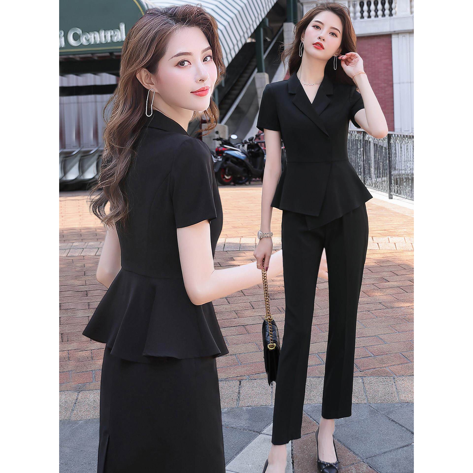 夏季女性短袖职业装轻薄高端职业时尚优雅工作服小香款套装裙