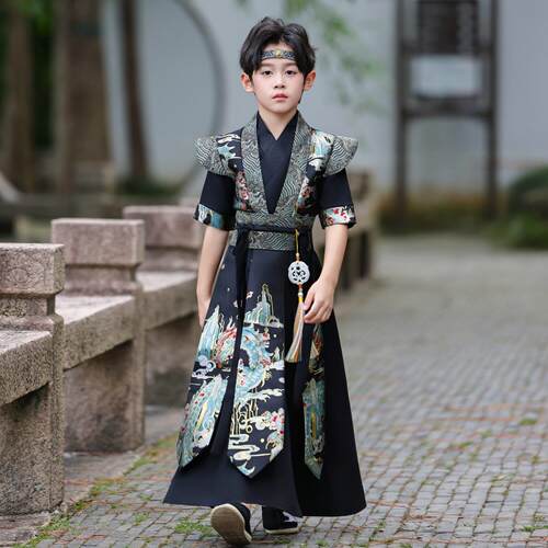 男童夏季汉服2026新款帅气少爷武侠古装中式国学唐装锦衣卫演出服