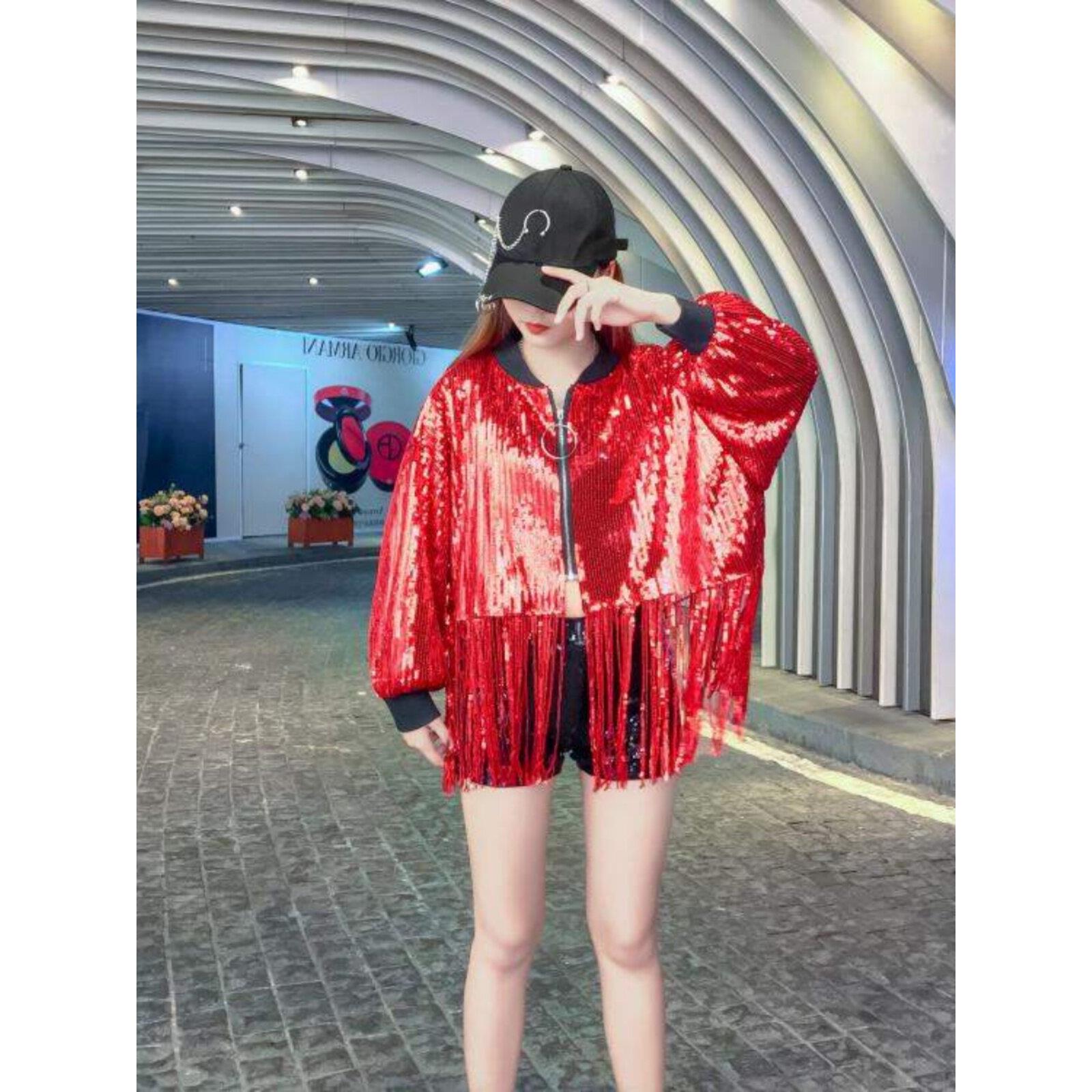 韩爵士舞蹈风格女高初中学生亮片成人嘻哈街舞演出服装表演百搭