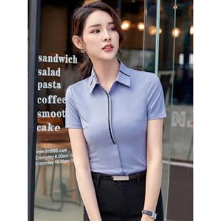 专业短袖衬衫，女性工作服套装，2025夏季新款，酒店收银美容师制