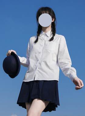 秋、冬、夏女白衬衫，大号宽松日式学院风学生Jk衬衫，长袖、短袖