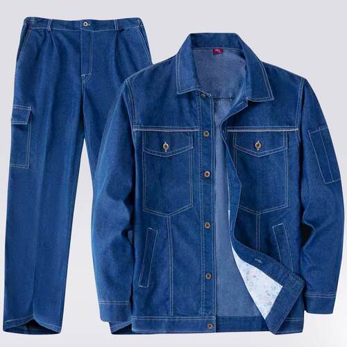夏季薄款牛仔工作服套装男电焊工厂车间劳保服纯电网电力工人服