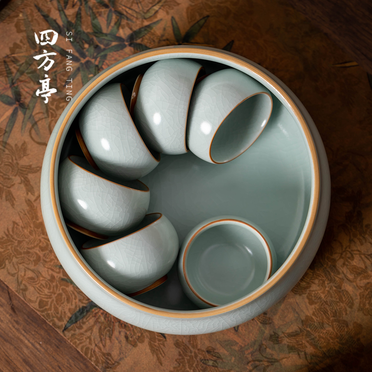 天青汝窑茶洗大号家用笔洗水盂茶渣缸建水景德镇陶瓷功夫茶具配件