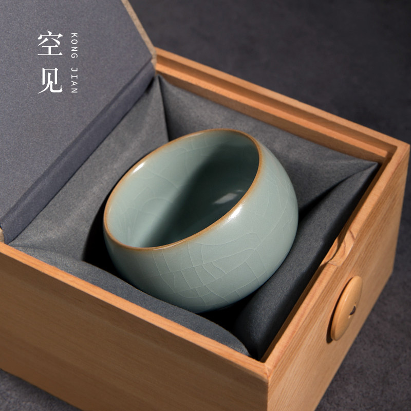 汝窑茶杯主人杯个人男士陶瓷品茗杯景德镇杯子单杯茶具禅定杯汝瓷