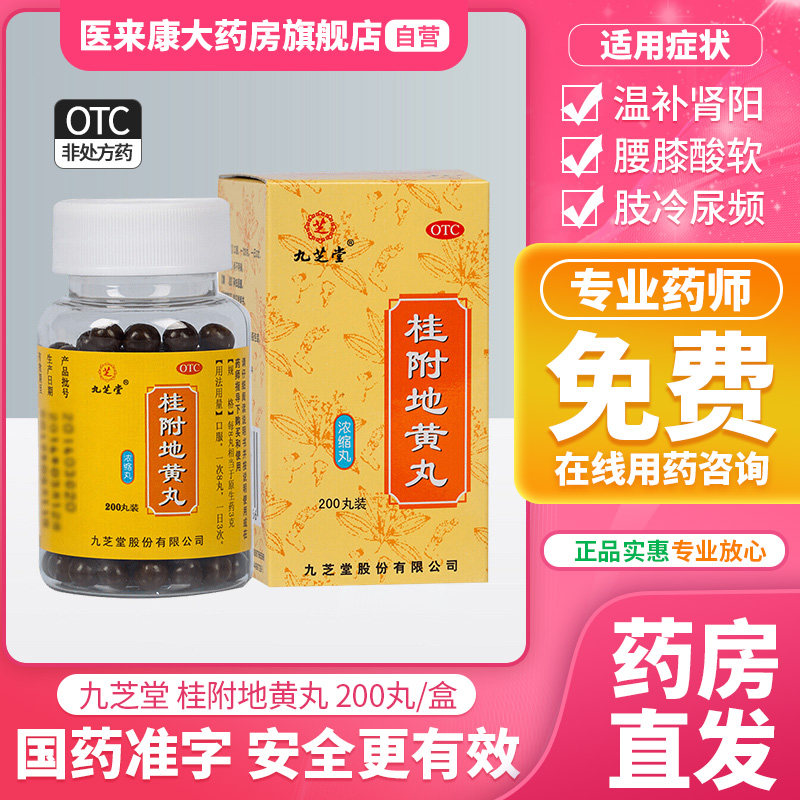 九芝堂桂附地黄丸200丸 附桂补肾肾阳虚治疗药肾虚早泄不持久男补