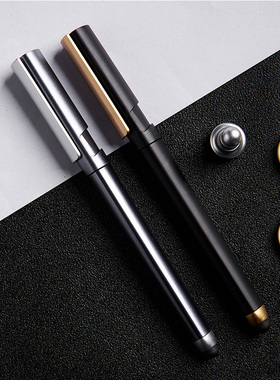 （2支装）0.5mm黑色触屏中性笔华为苹果手机平板ipad触控笔通用电容笔两用商务签字笔签名笔水性广告定制笔