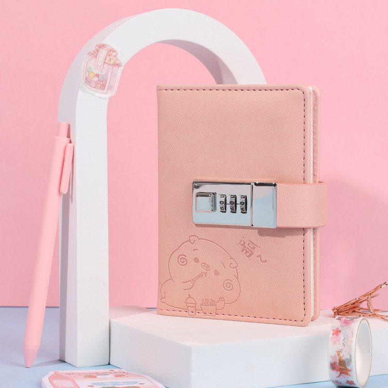 小学生公主密码锁日记本笔记本子带锁儿童可爱卡通少女心秘密记事本个性创意手帐本魔法书文具送礼物可定制